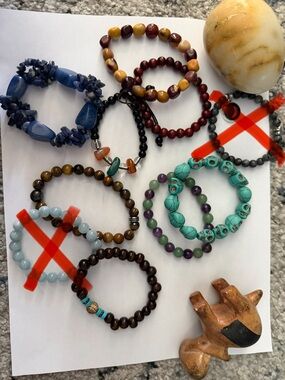 Assorted Turquoise and Bead Stretch Bracelet Set for Women